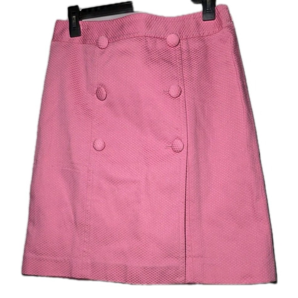 NWOT Talbots Pink Faux Wrap SKIRT  Size Petite 6P  Button Detail Career